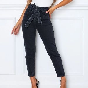 White Fox Vintage black tie jeans XS